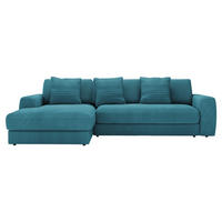 ECKSOFA in Cord Petrol  - Petrol/Schwarz, Modern, Kunststoff/Textil (182/302cm) - Carryhome