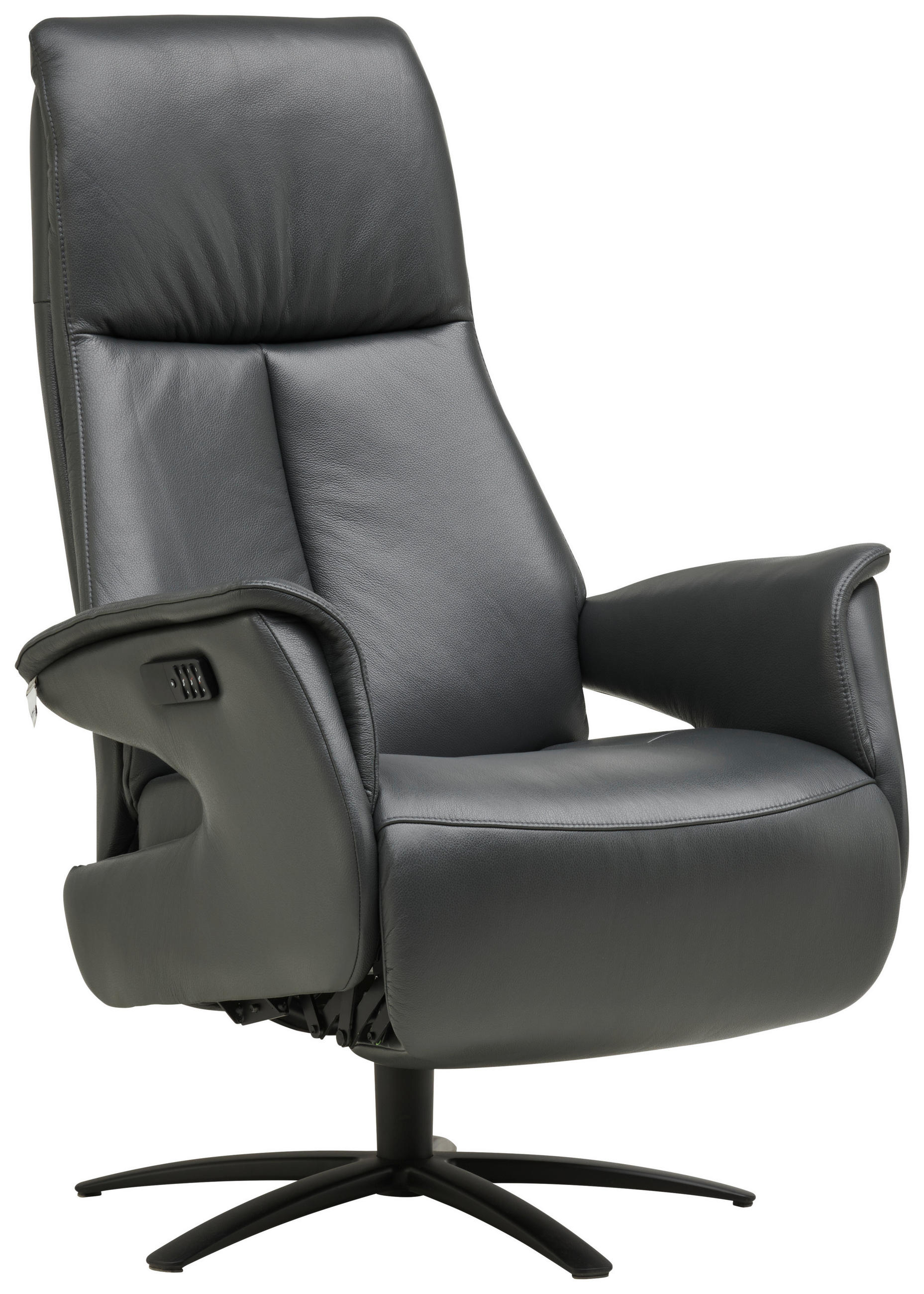 RELAXSESSEL in Leder Anthrazit  - Anthrazit/Schwarz, Design, Leder/Metall (76/111/86cm) - Welnova