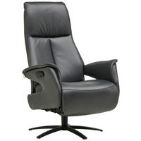 RELAXSESSEL in Leder Anthrazit  - Anthrazit/Schwarz, Design, Leder/Metall (76/111/86cm) - Welnova