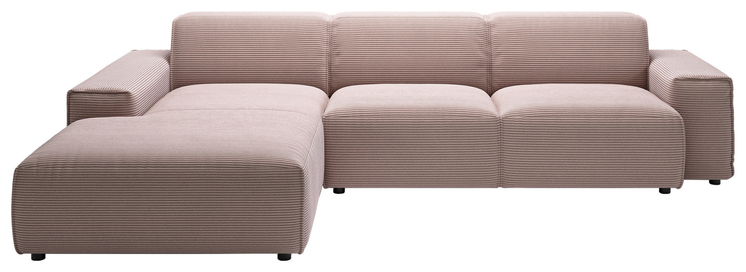 ECKSOFA 9125 Rosa Cord  - Schwarz/Rosa, Design, Kunststoff/Textil (189/300cm) - Pure Home Lifestyle