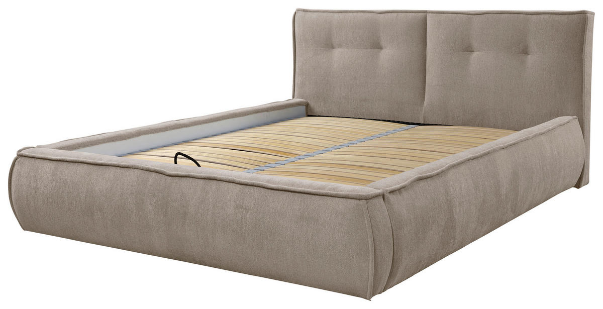 POLSTERBETT Lattenrost Hellbraun 160/200 cm  - Hellbraun/Beige, LIFESTYLE, Holz/Holzwerkstoff (160/200cm) - Livetastic