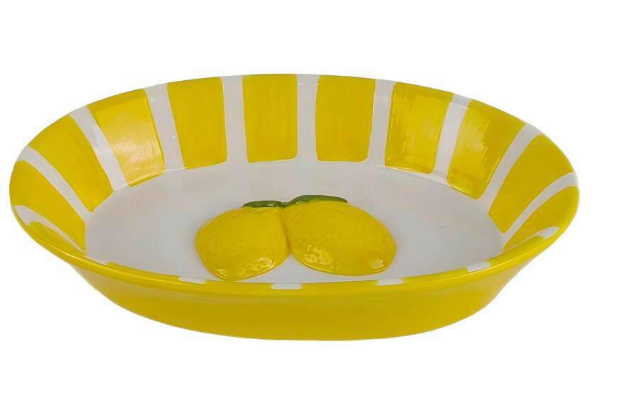 SERVIERTABLETT Keramik  - Gelb/Weiß, Basics, Keramik (21/14,5/4,5cm)