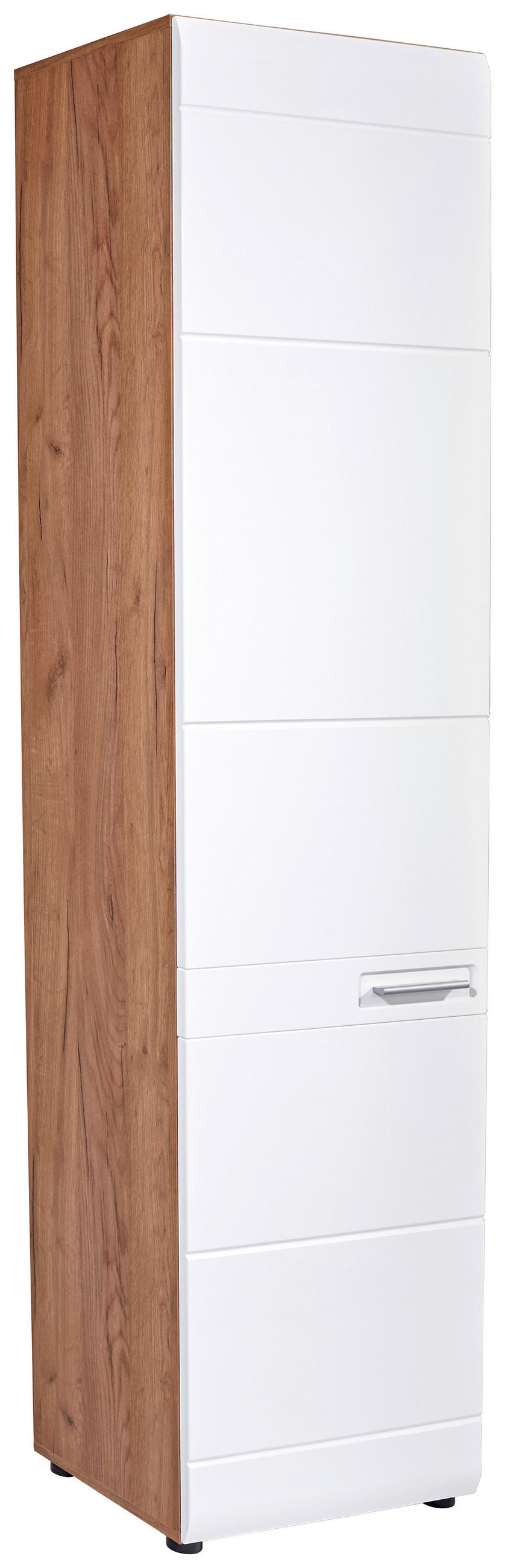 GARDEROBNA OMARA bela, barve hrasta - barve kroma/barve hrasta, Design, umetna masa/leseni material (52/205,7/37,1cm) - Xora