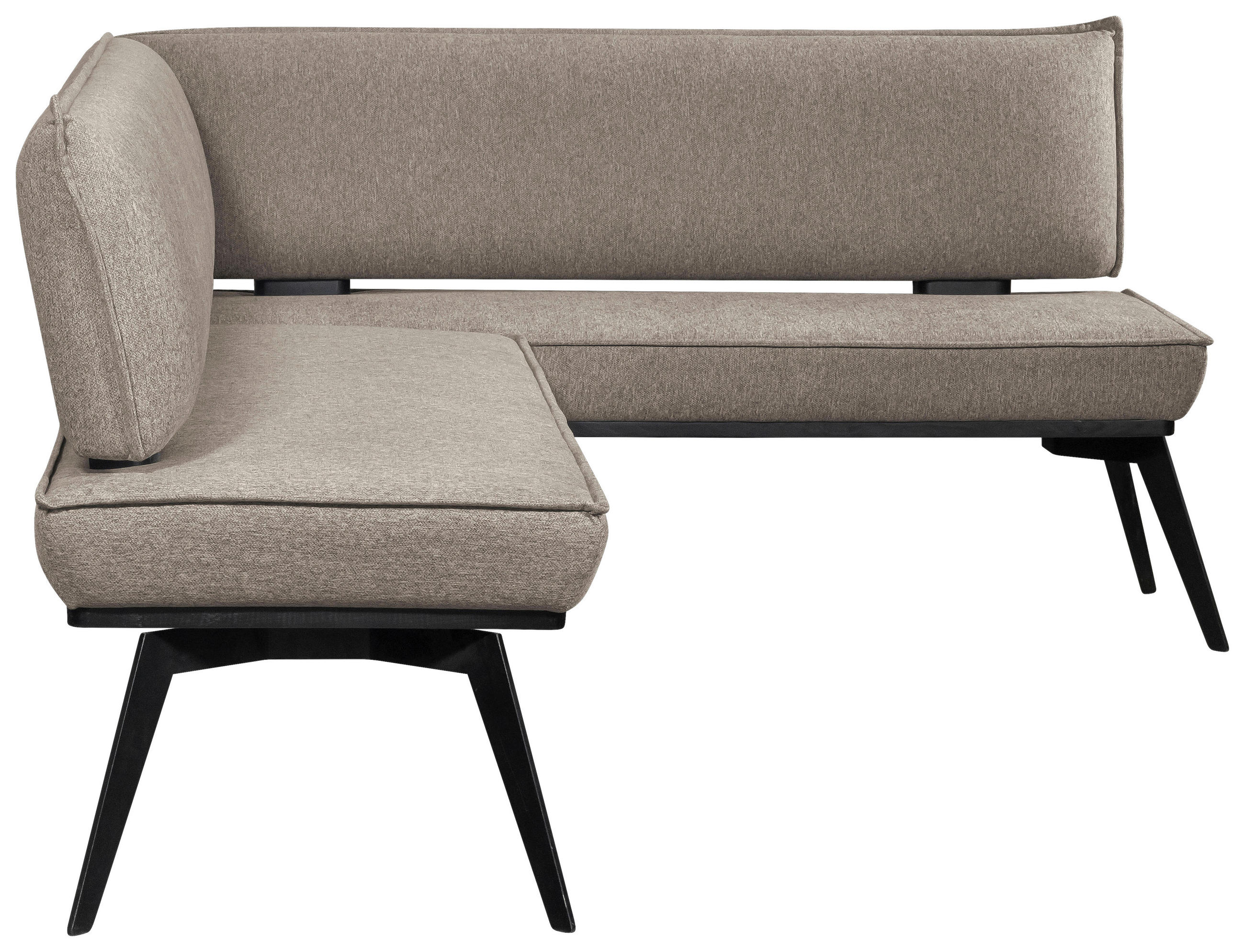 ECKBANK 195/165 cm Webstoff Schwarz, Taupe Buche massiv   - Taupe/Schwarz, Basics, Holz/Textil (195/165cm) - Carryhome