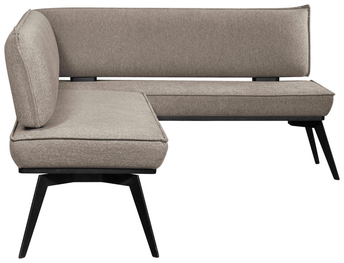 ECKBANK 215/165 cm Webstoff Schwarz, Taupe Buche massiv   - Taupe/Schwarz, Basics, Holz/Textil (215/165cm) - Carryhome