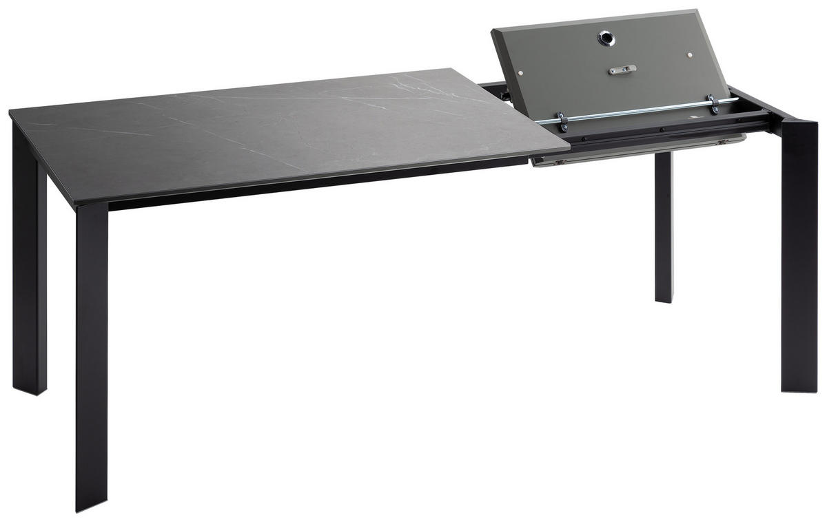 ESSTISCHMetall, Keramik 120-180/80/75 cm  - Dunkelgrau/Schwarz, Design, Keramik/Metall (120-180/80/75cm) - Novel