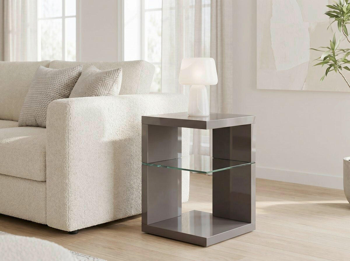 BEISTELLTISCH in Glas, Holzwerkstoff 40/40/60 cm  - Anthrazit, Design, Glas/Holzwerkstoff (40/40/60cm) - Xora