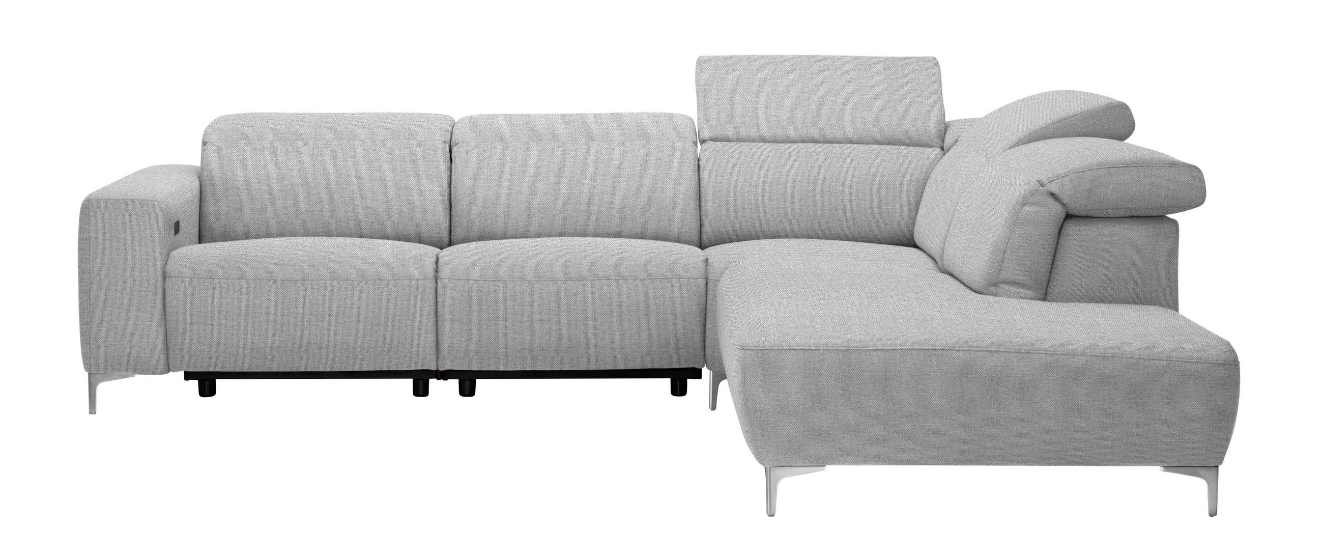 ECKSOFA Hellgrau Flachgewebe  - Hellgrau, Design, Textil/Metall (290/238cm) - Pure Home Lifestyle