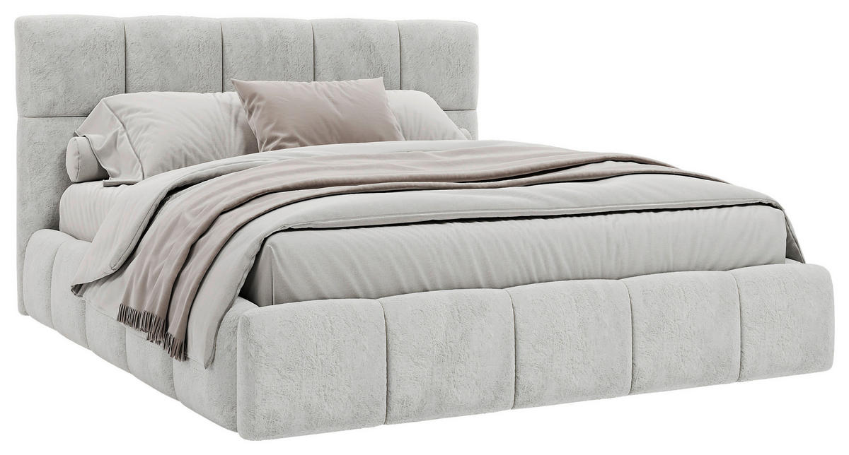 Stoppad säng Cherry 140/200 cm  i ljusgrå  - ljusgrå/svart, Modern, metall/trämaterial (140/200cm) - MID.YOU