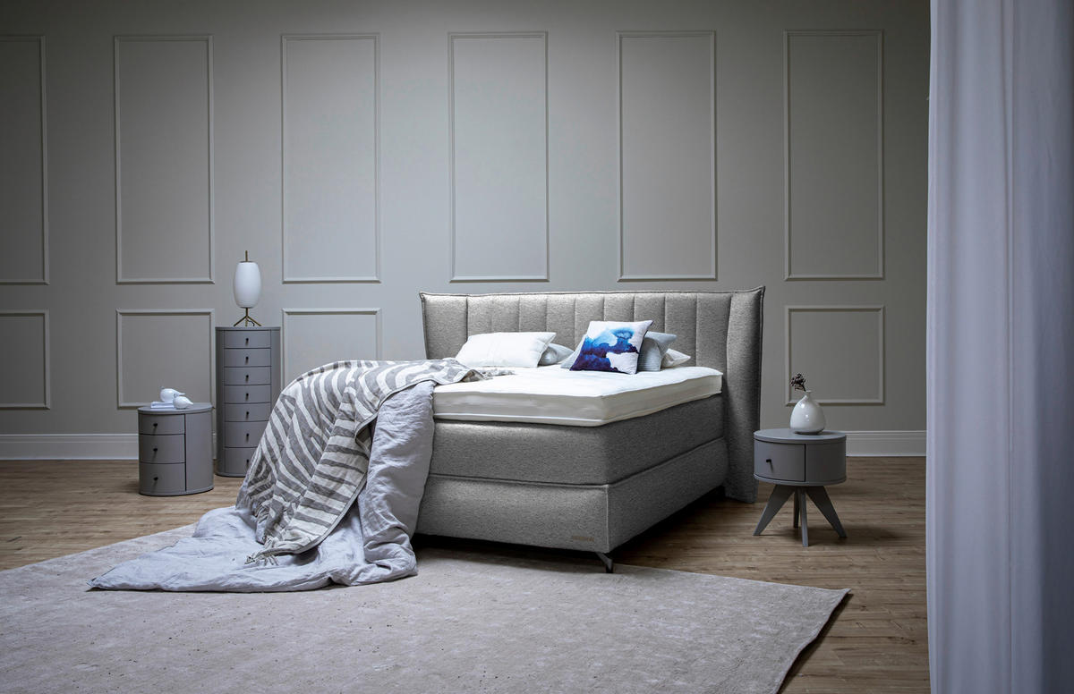 BOXSPRINGBETT 160/200 cm  in Naturfarben  - Schwarz/Naturfarben, KONVENTIONELL, Holz/Textil (160/200cm) - Sjöholm