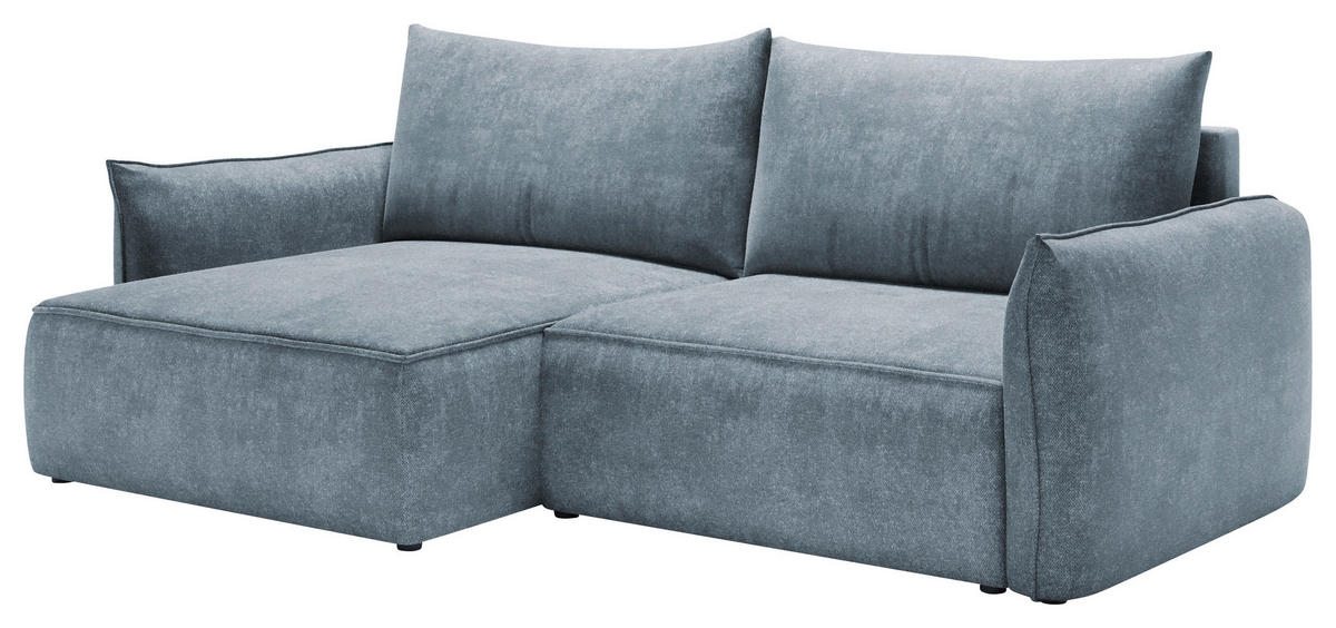 ECKSOFA  in Struktur Blau  - Blau/Schwarz, KONVENTIONELL, Kunststoff/Textil (148/266cm) - Milino