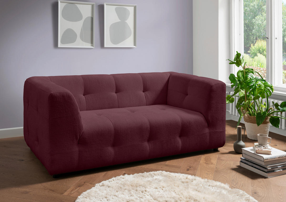 2-SITZER-SOFA Mikrofaser Bordeaux  - Bordeaux/Schwarz, Design, Kunststoff/Textil (184/72/95cm) - Livetastic
