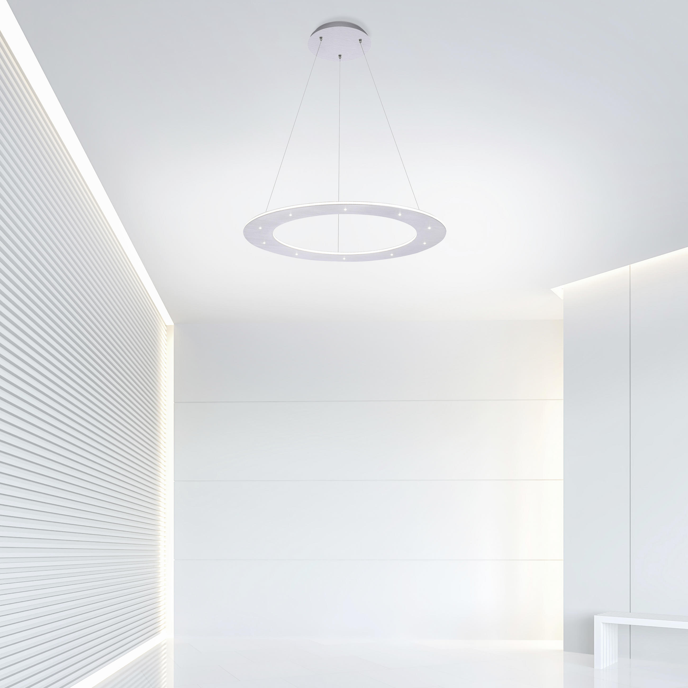 LED-HÄNGELEUCHTE 55/55/200 cm  - Alufarben, Design, Kunststoff/Metall (55/55/200cm) - Neuhaus PURE