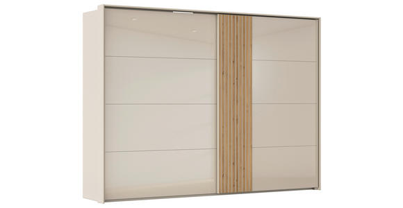 SCHWEBETÜRENSCHRANK 301/223/68 cm 2-türig Eichefarben, Champagner - Champagner/Eichefarben, Design, Glas/Holzwerkstoff (301/223/68cm) - Novel