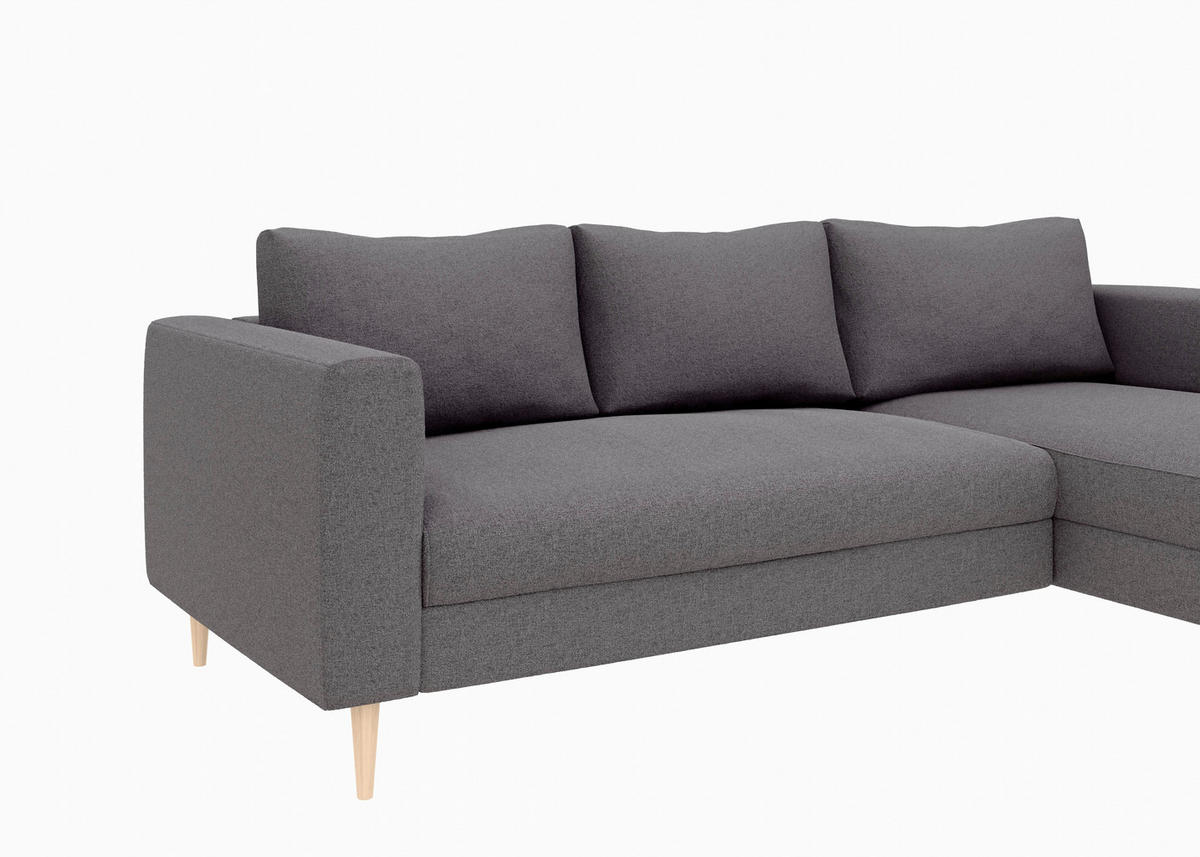 ECKSCHLAFSOFA  mit Rücken echt, Armteil links, Armteil rechts Struktur Anthrazit  - Anthrazit/Buchefarben, MODERN, Holz/Textil (232/161cm) - Trendmanufaktur