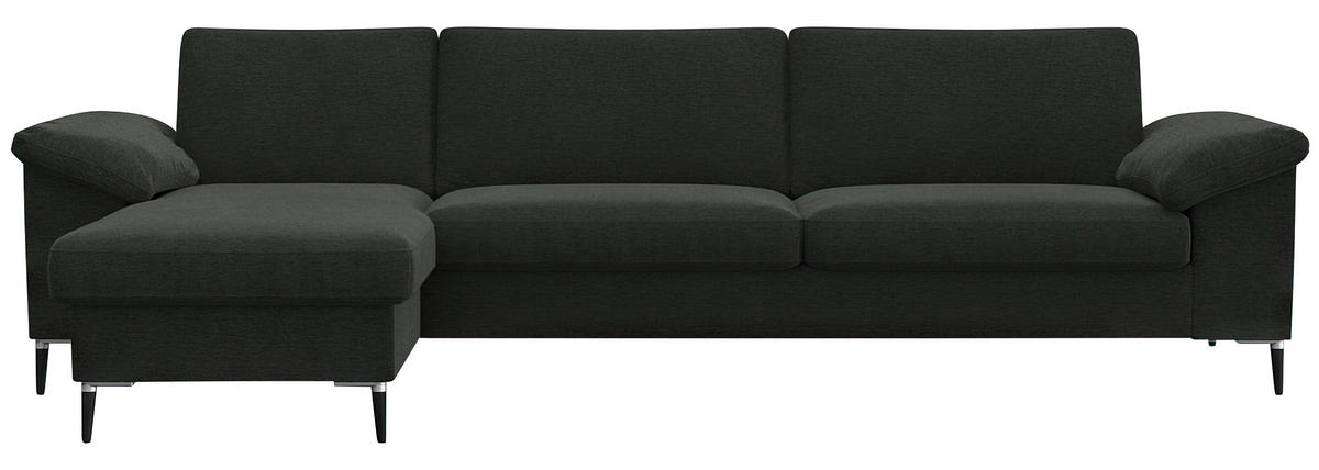 ECKSOFA Waldgrün Flachgewebe  - Waldgrün/Schwarz, Design, Textil/Metall (159/274cm) - Livetastic