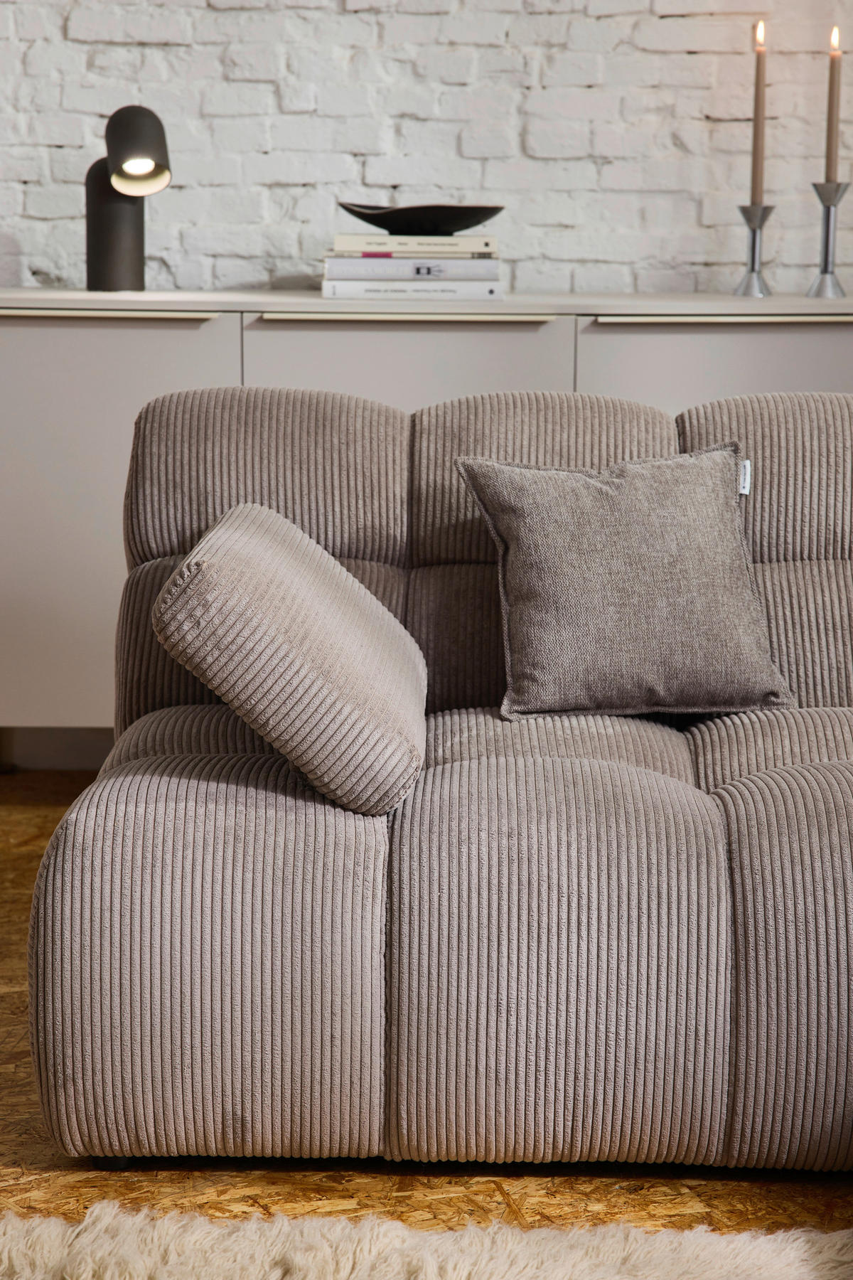 ECKSOFA Braun Cord Rücken echt  - Schwarz/Braun, KONVENTIONELL, Kunststoff/Textil (195/265cm) - Tom Tailor