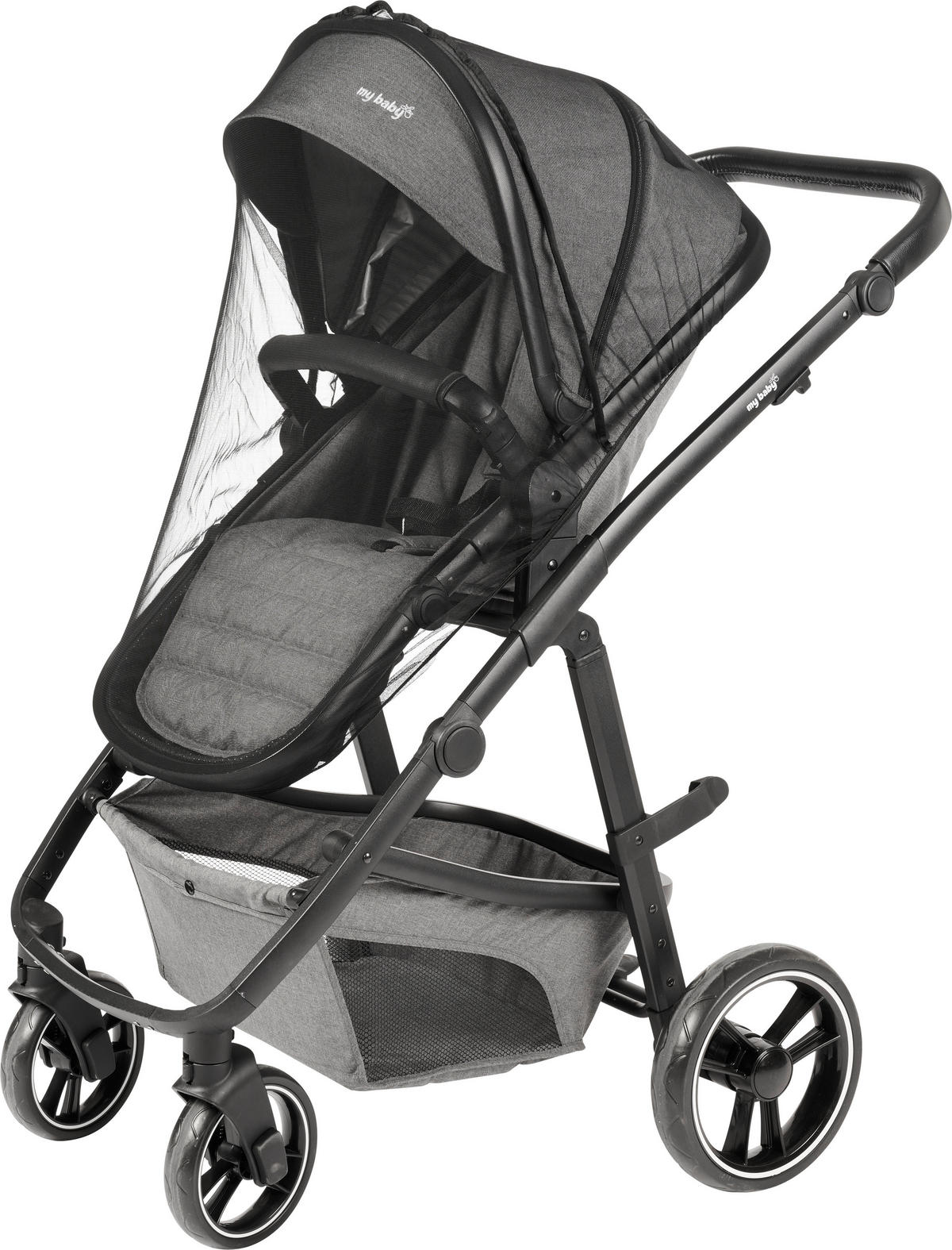 KINDERWAGENSET  Korfu   - Dunkelgrau/Schwarz, Basics, Kunststoff/Textil - My Baby Lou
