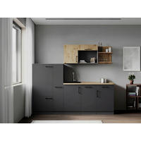 MODULKÖK 235 cm   i grå, ek Artisan  - grå/ek Artisan, Trend, metall/trämaterial (235cm) - Respekta