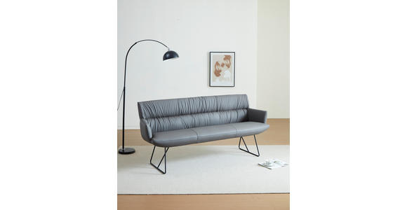 SITZBANK 200/89/66 cm Echtleder Anthrazit, Schwarz  - Anthrazit/Schwarz, Design, Leder/Metall (200/89/66cm) - Dieter Knoll