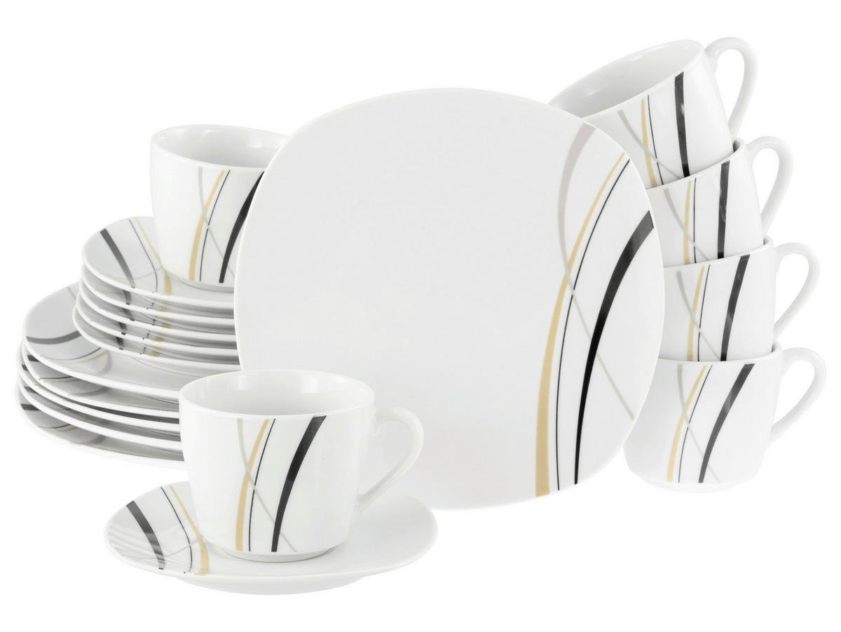 KAFFEESERVICE Square City Line 18-teilig  - Weiß, Trend, Keramik - Creatable