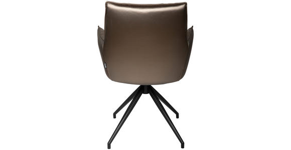 ARMLEHNSTUHL in Eisen Lederlook - Schwarz/Braun, Design, Textil/Metall (59/89,5/63cm) - Novel