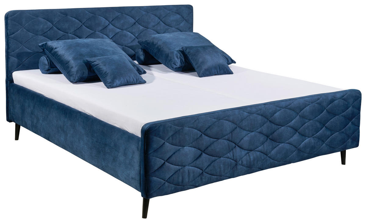 ČALÚNENÁ POSTEĽ, 180/200 cm, tmavomodrá - tmavomodrá, Basics, drevo/kompozitné drevo (180/200cm) - MID.YOU