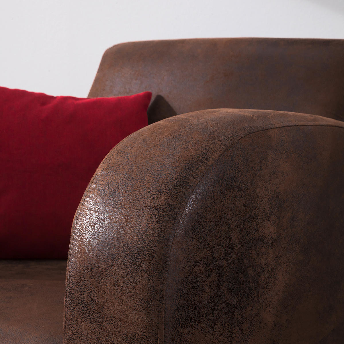 SESSEL in Lederlook Dunkelbraun  - Dunkelbraun, Design, Holz/Textil (92/80/89cm) - Livetastic