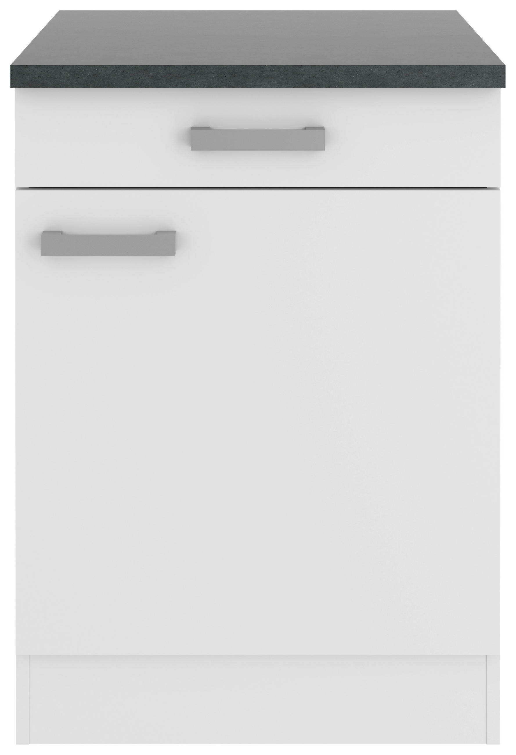 KÜCHENUNTERSCHRANK 60/84,8/60 cm  in Weiß  - Anthrazit/Buchefarben, Basics, Holzwerkstoff/Metall (60/84,8/60cm) - Optifit