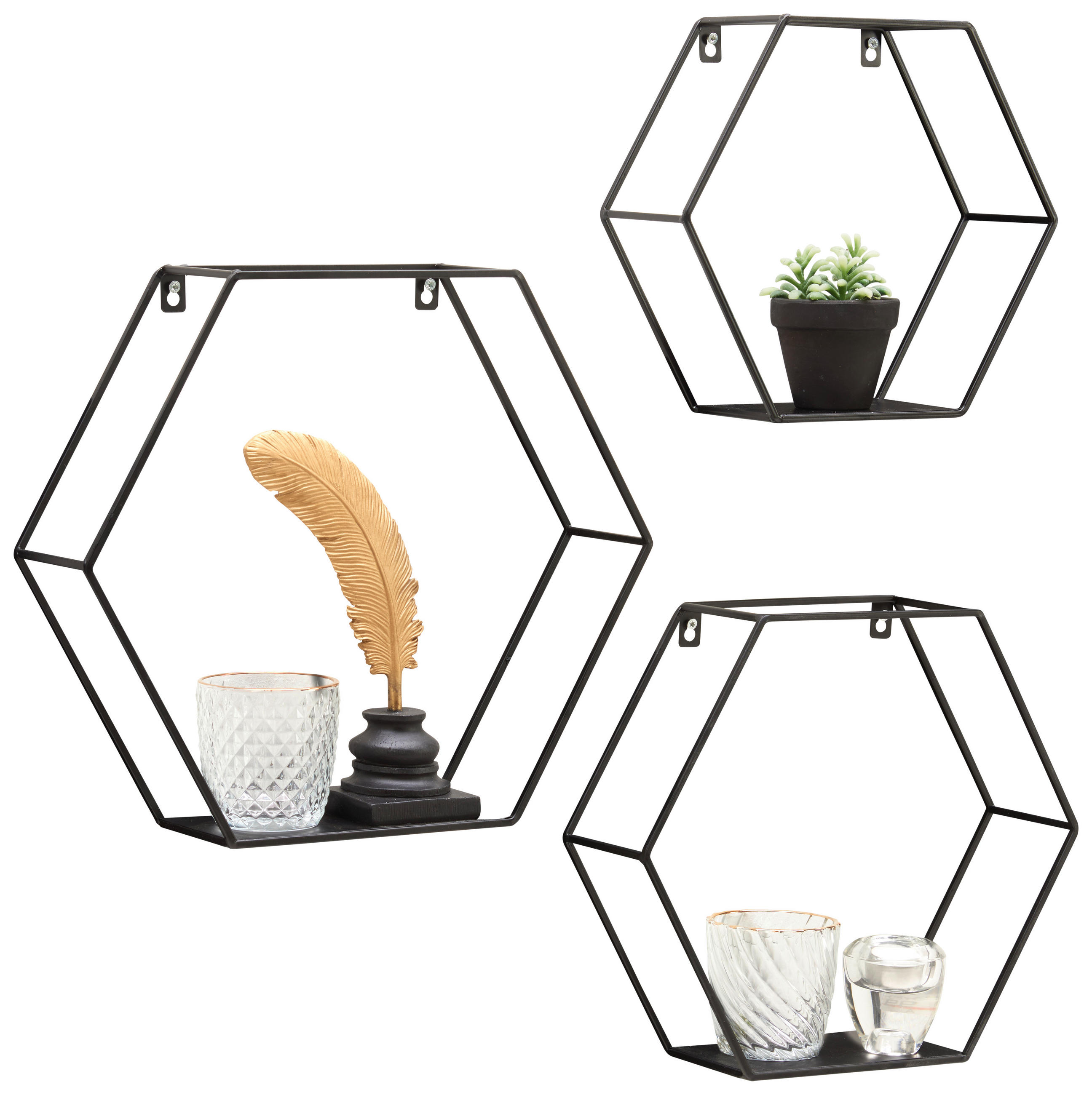 SET ETAJERE DE PERETE 40/35/10 cm - negru, Trend, metal (40/35/10cm) - Landscape
