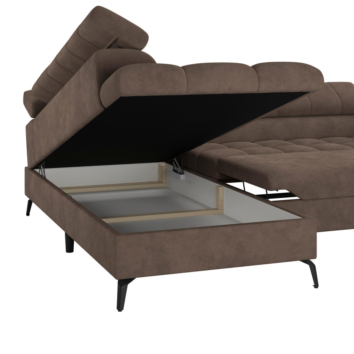 ECKSOFA Braun  - Schwarz/Braun, Trend, Kunststoff/Textil (203/261cm) - Livetastic
