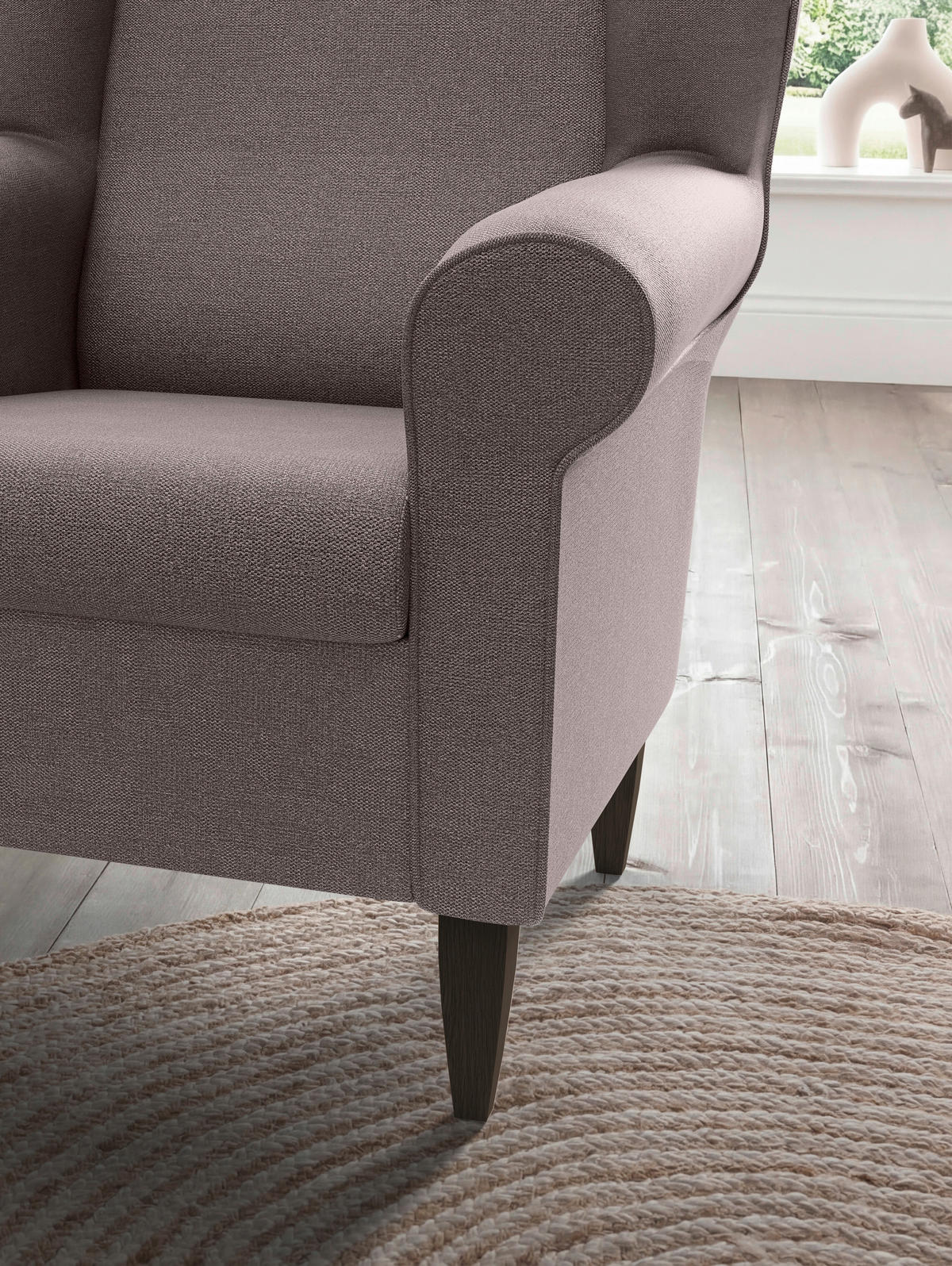 OHRENSESSEL Struktur Braun  - Wengefarben/Braun, Konventionell, Holz/Textil (80/102/86cm) - Livetastic