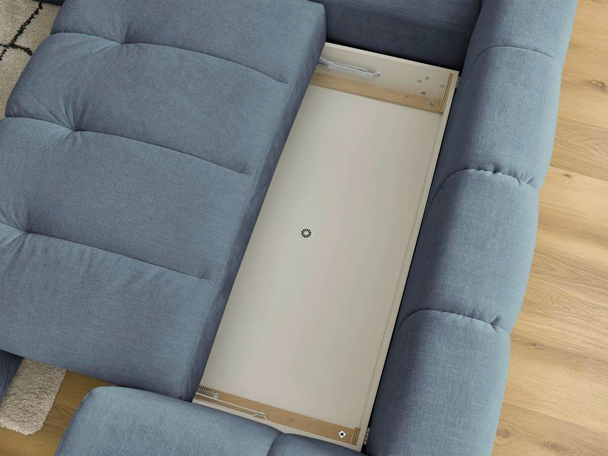ECKSCHLAFSOFA FUJI Leinenoptik Hellblau  inkl.  - Schwarz/Hellblau, MODERN, Kunststoff/Textil (204/282cm)