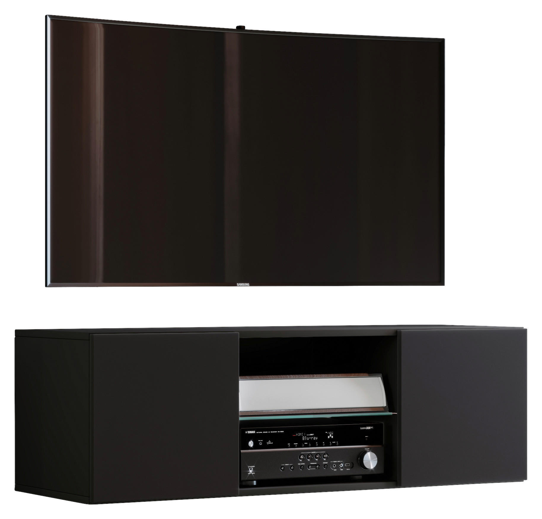 TV-BÄNK  i 115/40/36 cm  - aluminiumfärg/svart, Modern, metall/trämaterial (115/40/36cm) - MID.YOU