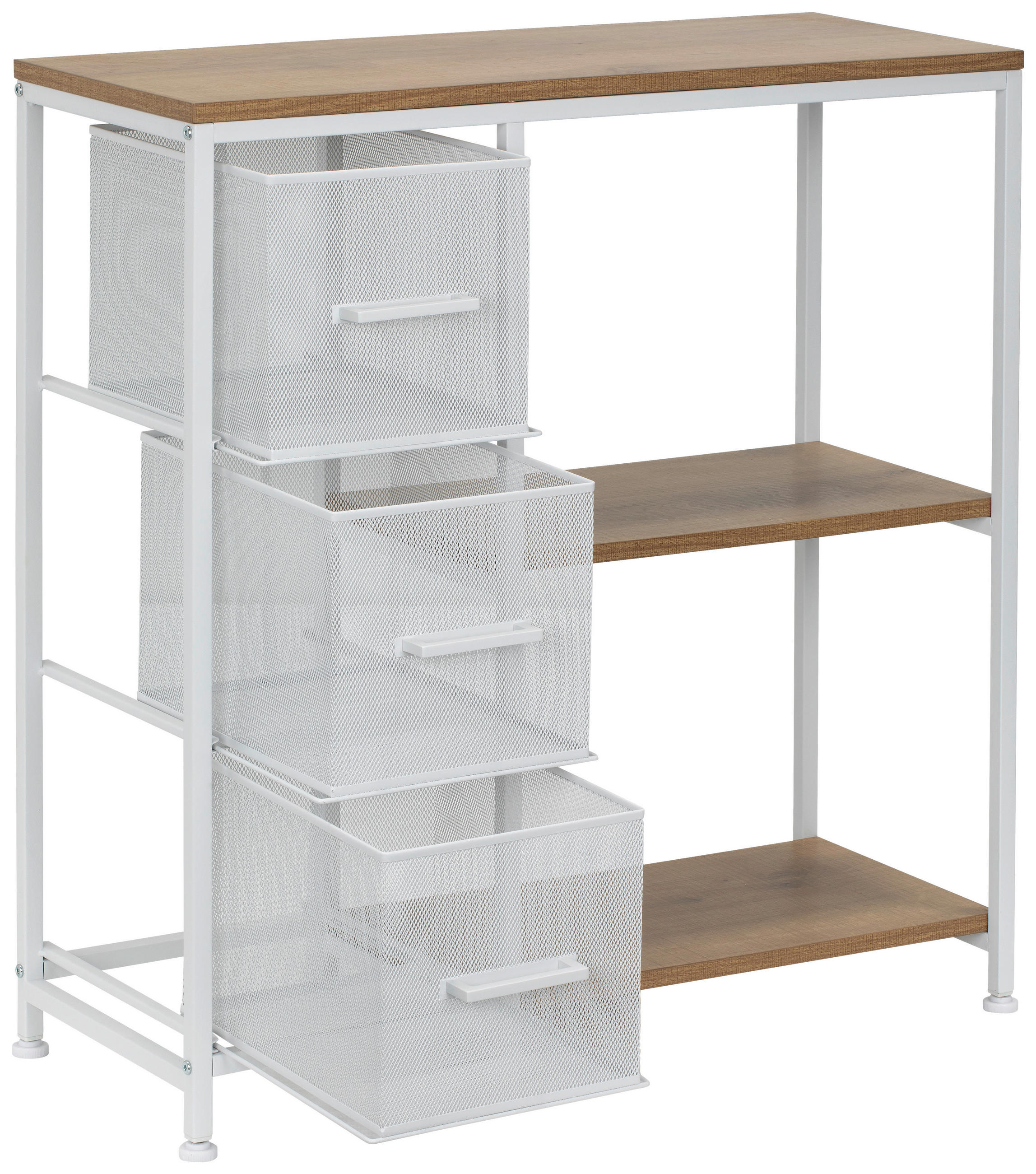 KOMMODE , 76/79.5/30 cm, 3 Schublade(n)  - Eichefarben/Weiß, MODERN, Holzwerkstoff/Metall (76/79.5/30cm) - PBJ