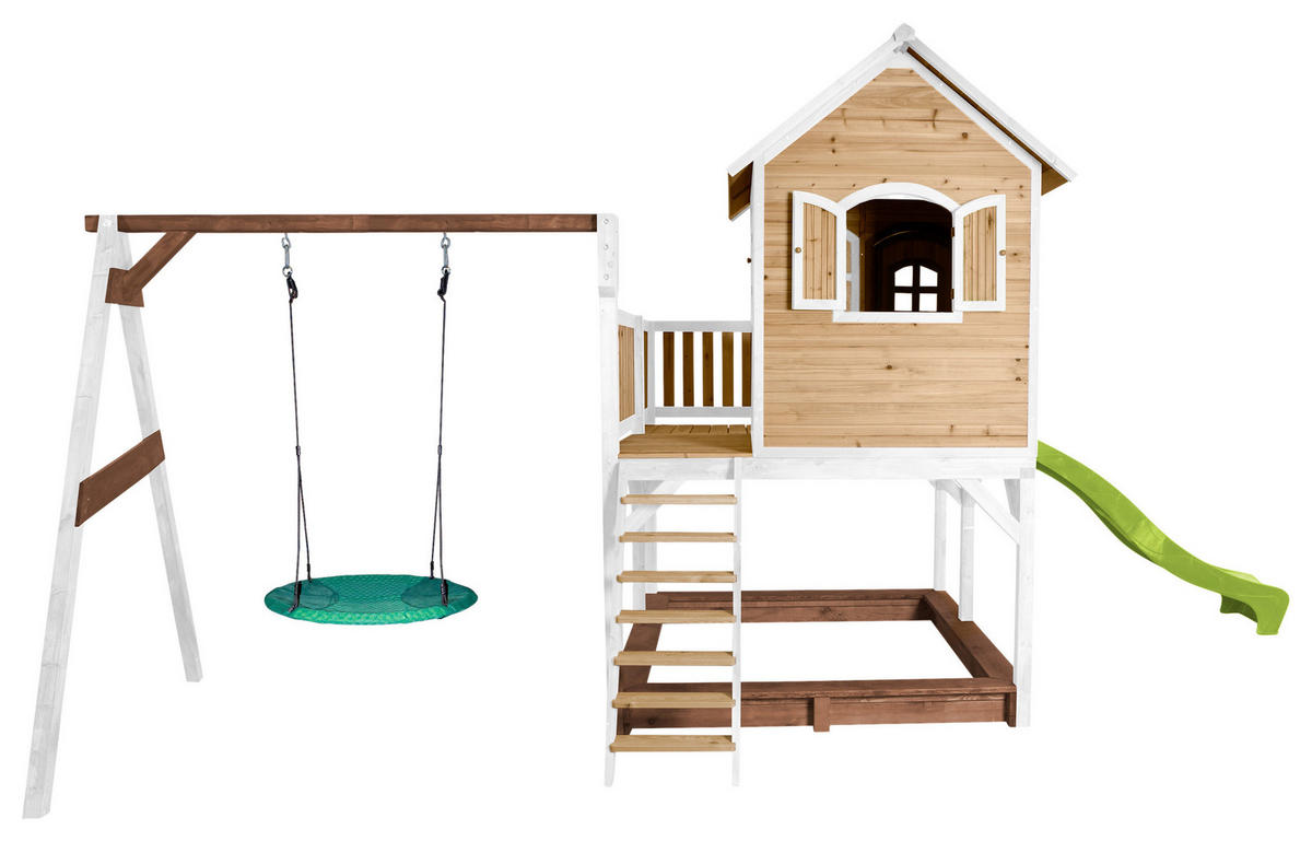 SPIELTURM 613/291/277 cm  - Braun/Weiß, KONVENTIONELL, Holz (613/291/277cm) - Ambia Garden