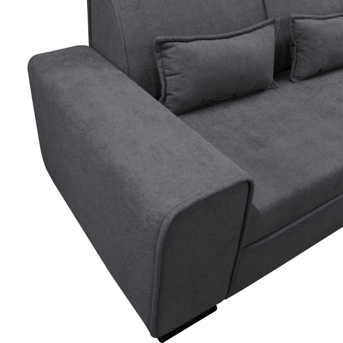 ECKSOFA Dunkelgrau Struktur, Bouclé  - Dunkelgrau/Schwarz, Design, Kunststoff/Textil (270/175cm) - MID.YOU