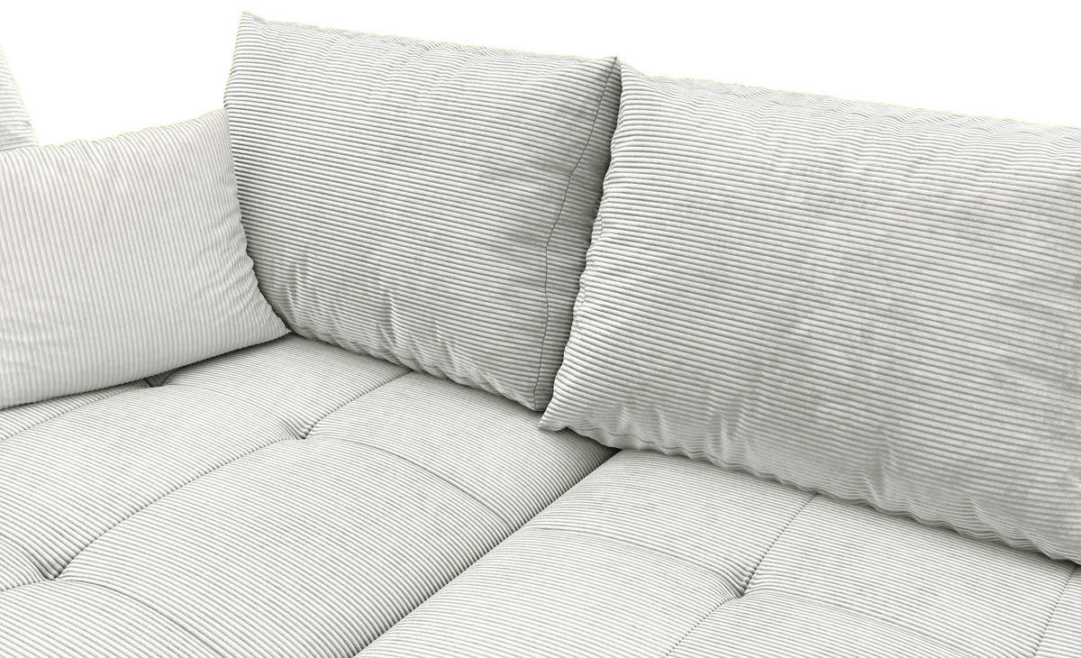 ECKSOFA Naturfarben Cord Zierkissen, Rückenkissen, Rücken echt  - Schwarz/Naturfarben, KONVENTIONELL, Holz/Textil (202/298cm) - Carryhome