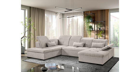 WOHNLANDSCHAFT  in Chenille Beige  - Beige/Grau, KONVENTIONELL, Kunststoff/Textil (188/340/240cm) - Carryhome