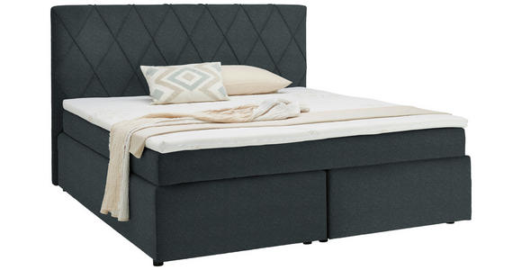 BOXSPRINGBETT 180/200 cm in Dunkelgrau - Dunkelgrau/Schwarz, Design, Kunststoff/Textil (180/200cm) - Xora
