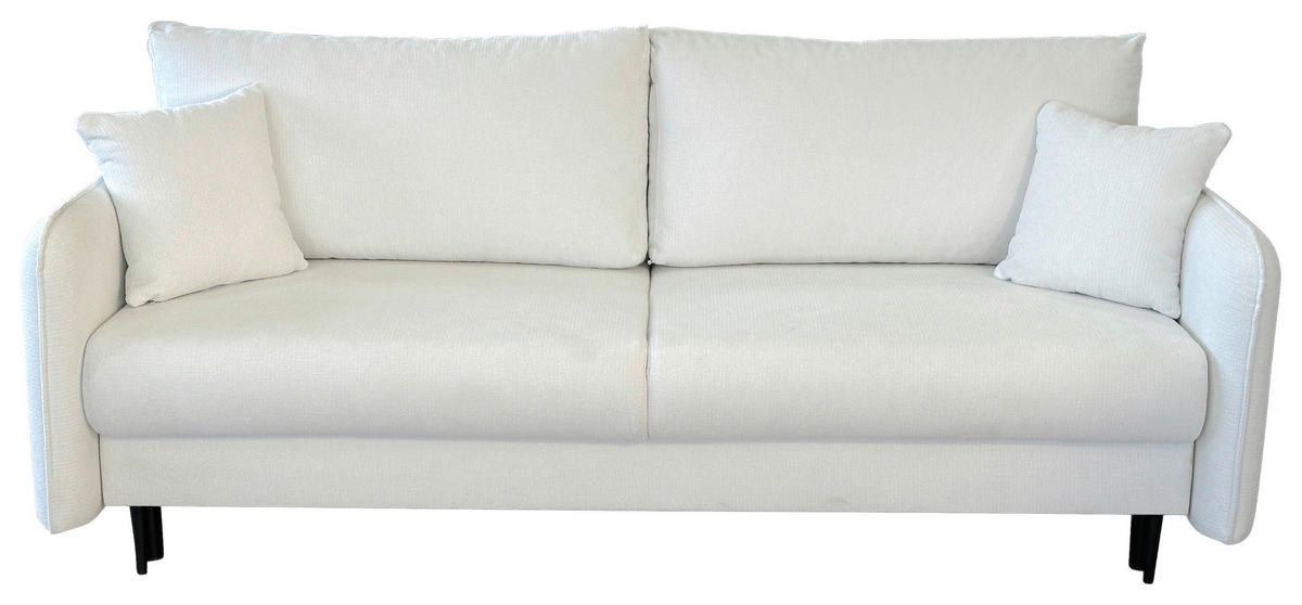 SCHLAFSOFA Webstoff Weiß  - Schwarz/Weiß, Design, Holz/Kunststoff (216/96/102cm) - MID.YOU