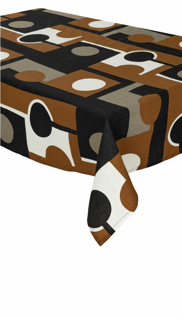 BORDSDUK HILD textil svart, vit, rostfärgad 160/250 cm  - vit/svart, Trend, textil (160/250cm) - Markslöjd