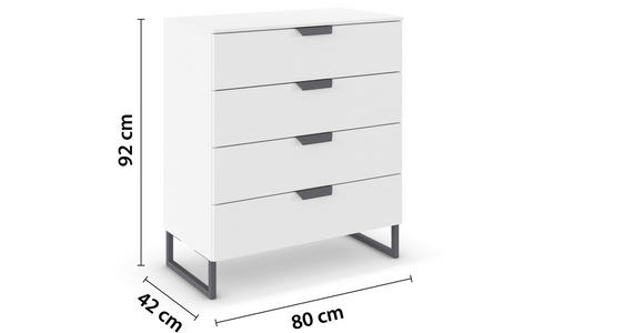 KOMMODE in 80/92/42 cm - Dunkelgrau/Weiß, Design, Holzwerkstoff/Metall (80/92/42cm) - Carryhome