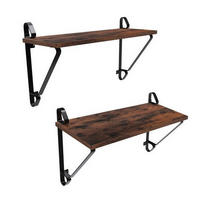WANDREGALSET 2-teilig Braun, Schwarz  - Schwarz/Braun, Trend, Holzwerkstoff/Metall (60/33/20cm) - Boxxx