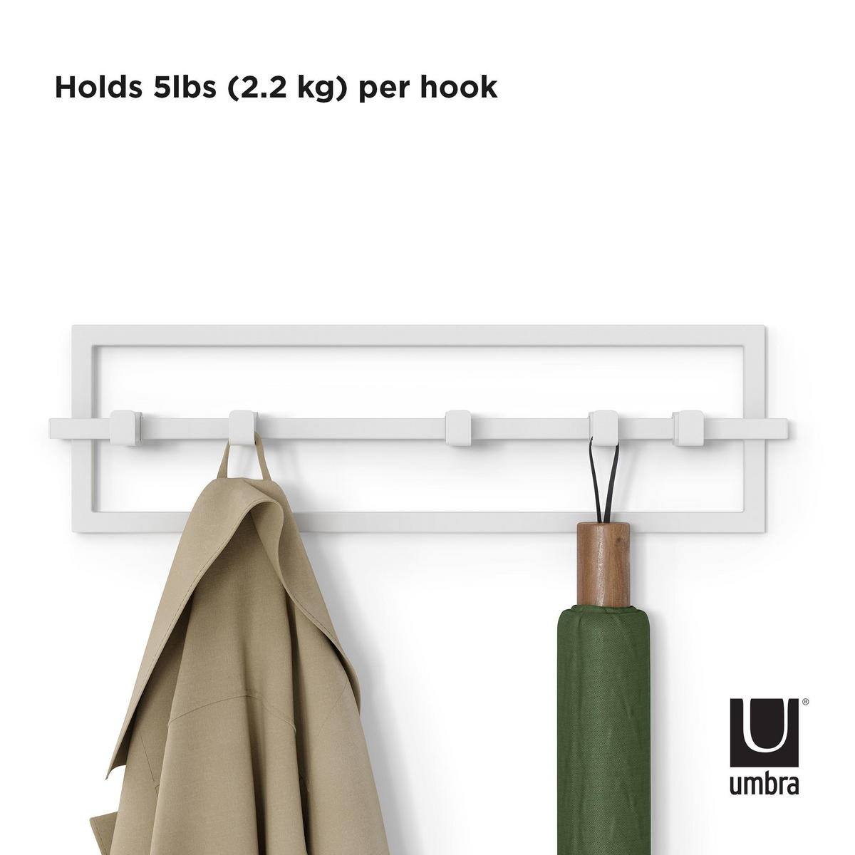 GARDEROBA ZIDNA   bijela  metal  - bijela, Basics, metal (53/15/6cm) - Umbra