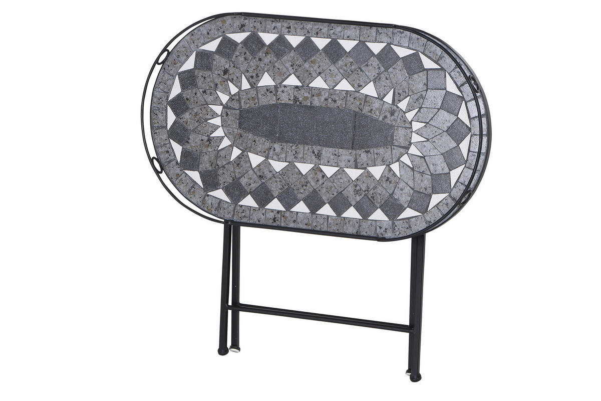 GARTENBEISTELLTISCH 67,5/41/60 cm Metall, Keramik  - Schwarz, KONVENTIONELL, Keramik/Metall (67,5/41/60cm) - Siena Garden