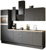 KÜCHENBLOCK 270 cm   in Anthrazit  - Edelstahlfarben/Eichefarben, Basics, Holzwerkstoff/Metall (270cm) - Optifit
