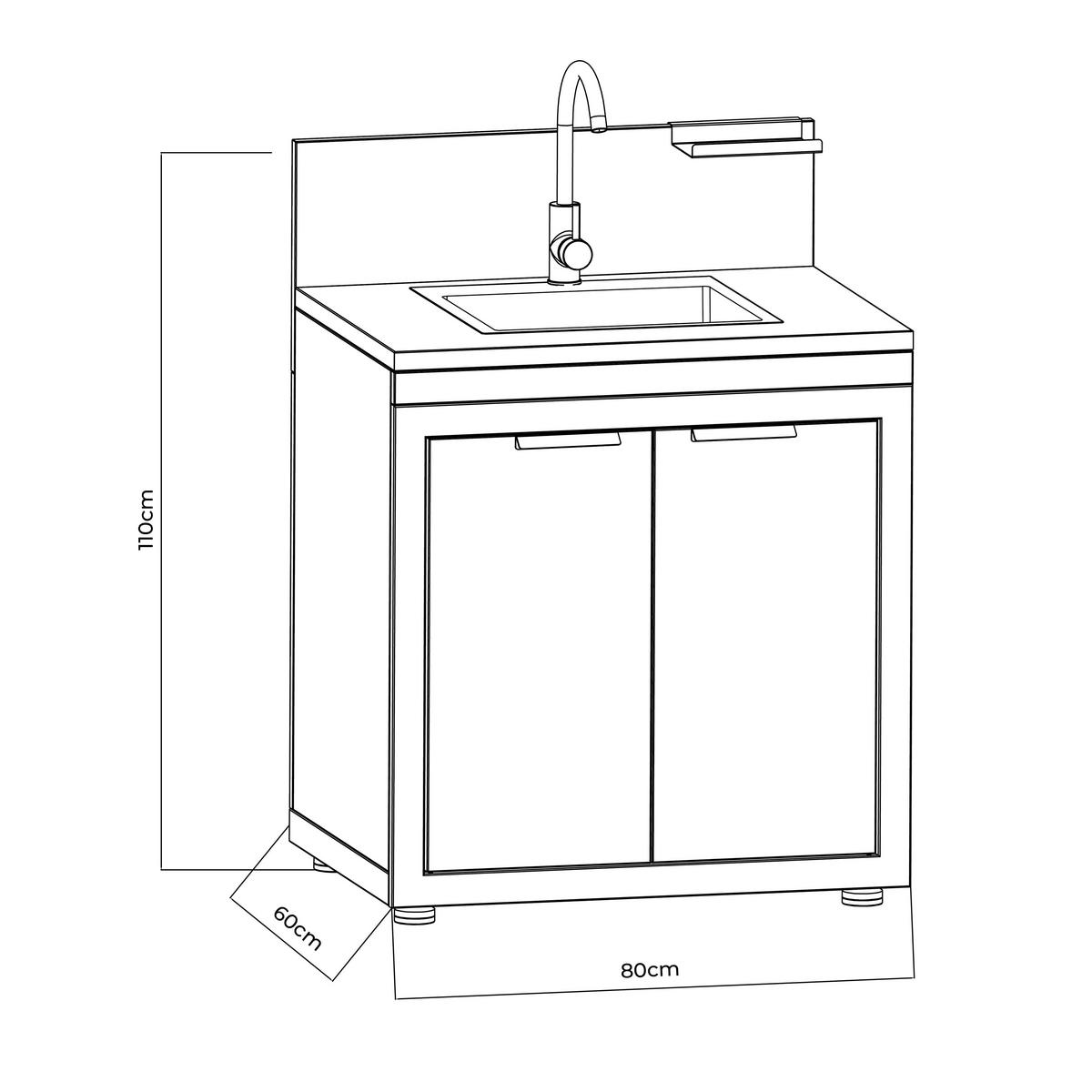 SPOD. SKRINKA DO VONK. KUCHYN  - antracitová, Basics, kov (80/110/60cm) - Gardenson