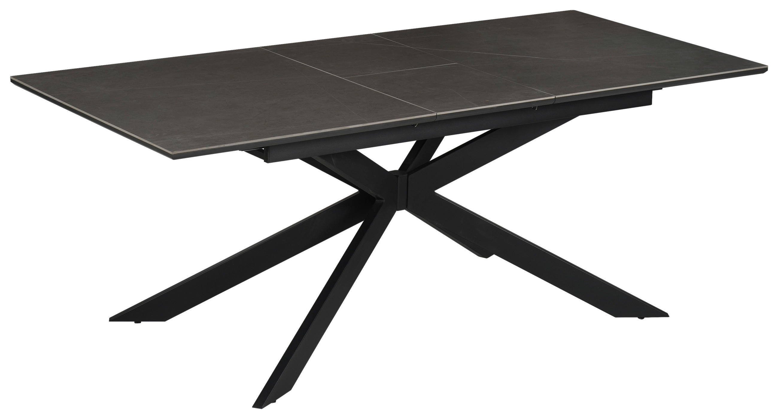 ESSTISCH Grau, Schwarz rechteckig  ausziehbar  - Schwarz/Grau, Design, Keramik/Holzwerkstoff (160-200/90/76cm) - Carryhome
