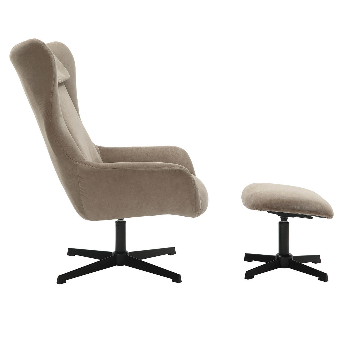 SESSELSET in Cord Braun  - Schwarz/Braun, MODERN, Textil/Metall (82/106/85cm) - Livetastic